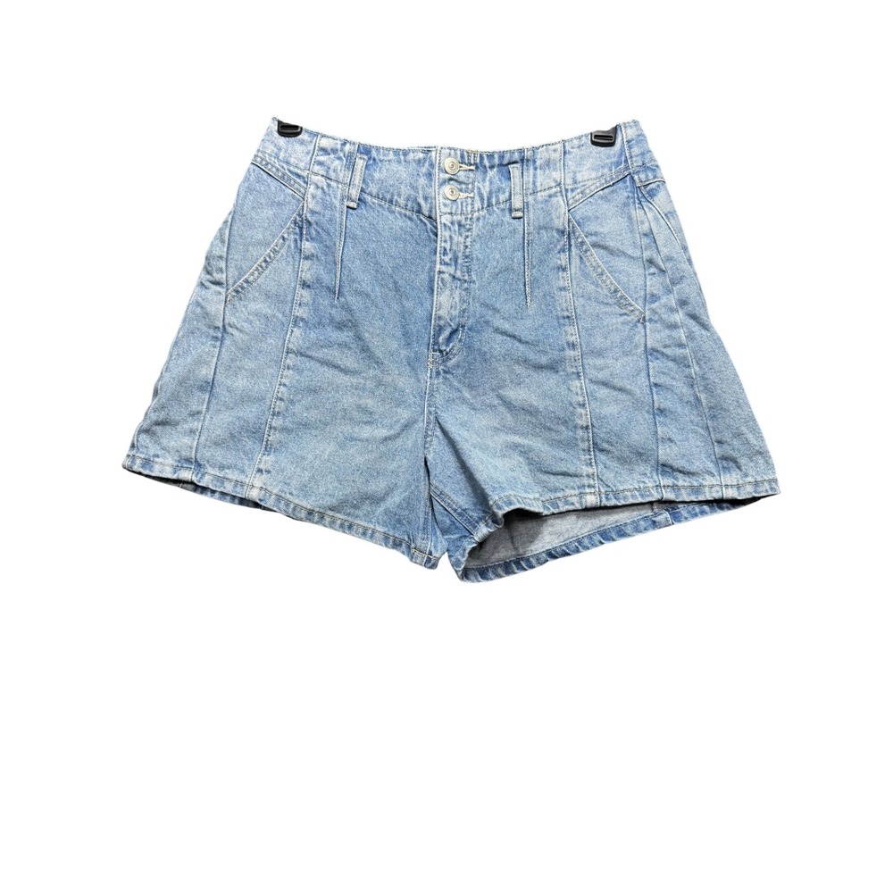 We The Free Denim Shorts Women 30 Blue Excellent High Rise Pleated OB1804198